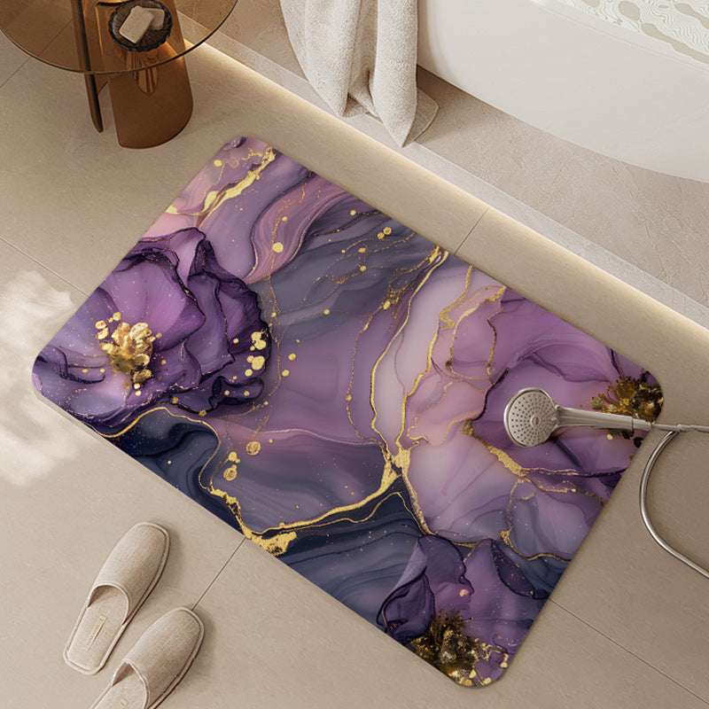 Artistic Floral Print Bath Mat
