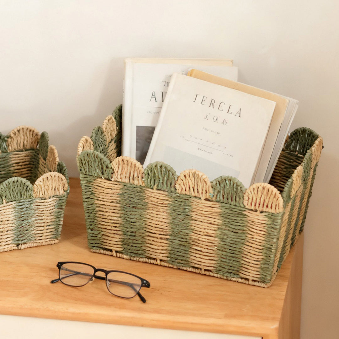 Handcrafted decorative basket with wave edge Kalsten