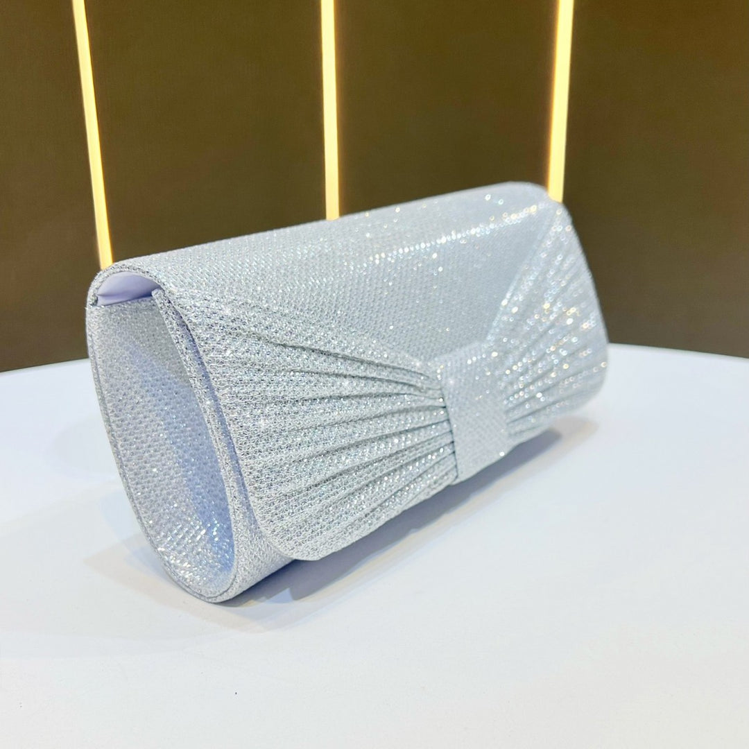 Glittering Pleated Evening Clutch