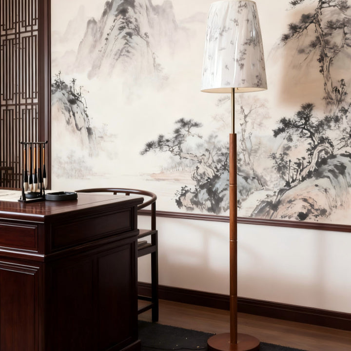 Stylish Floor Lamp with Unique Fabric Shade