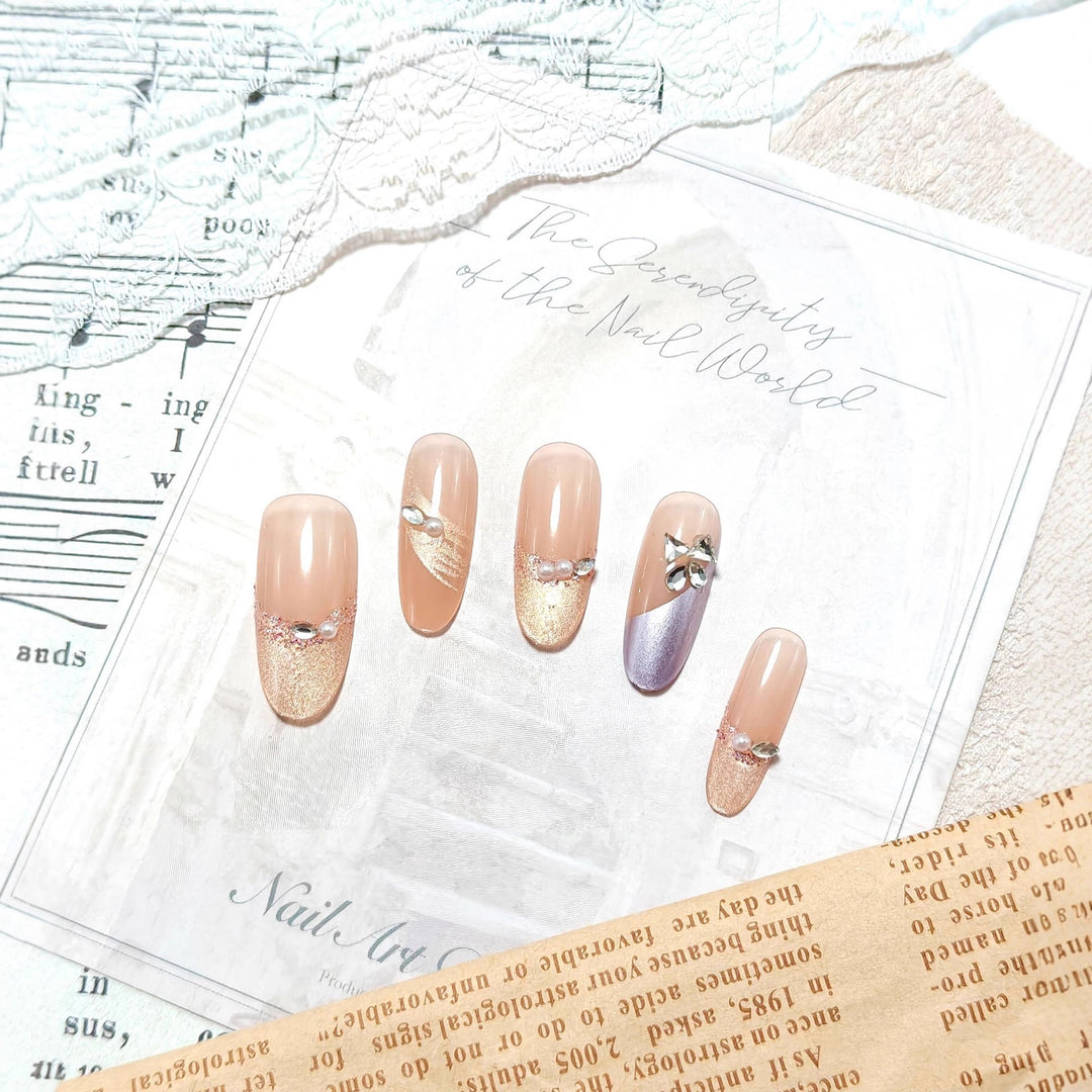Glamorous Nail Set with Rhinestones Kalsten