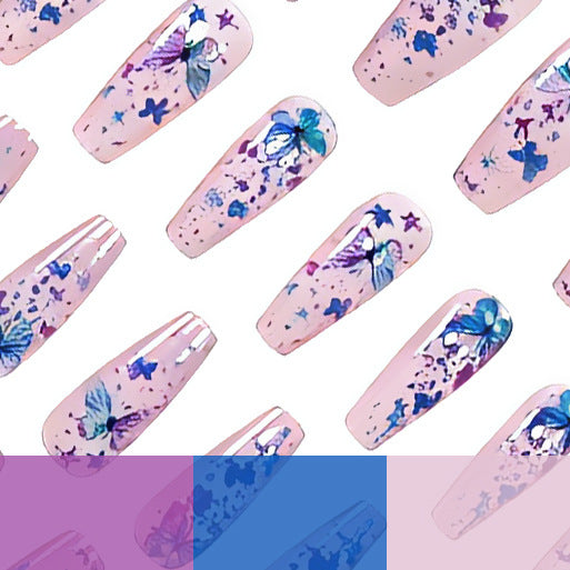 Butterfly-Themed Decorative Press-On Nail Art Kalsten