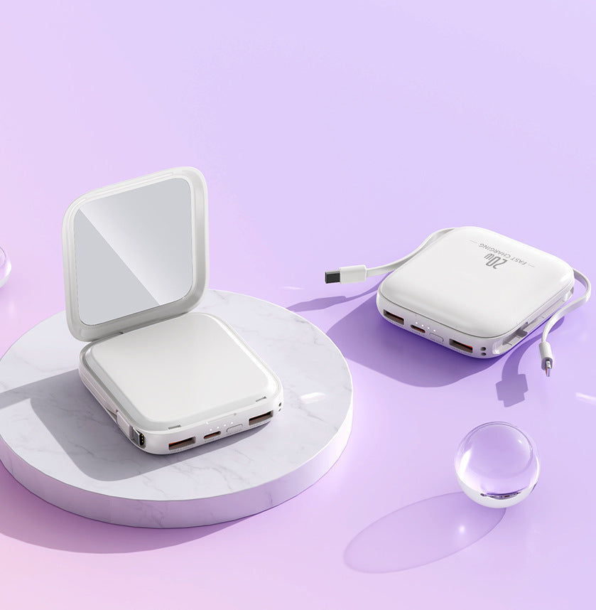 Portable power bank with integrated mirror and multifunctional charging cable Kalsten