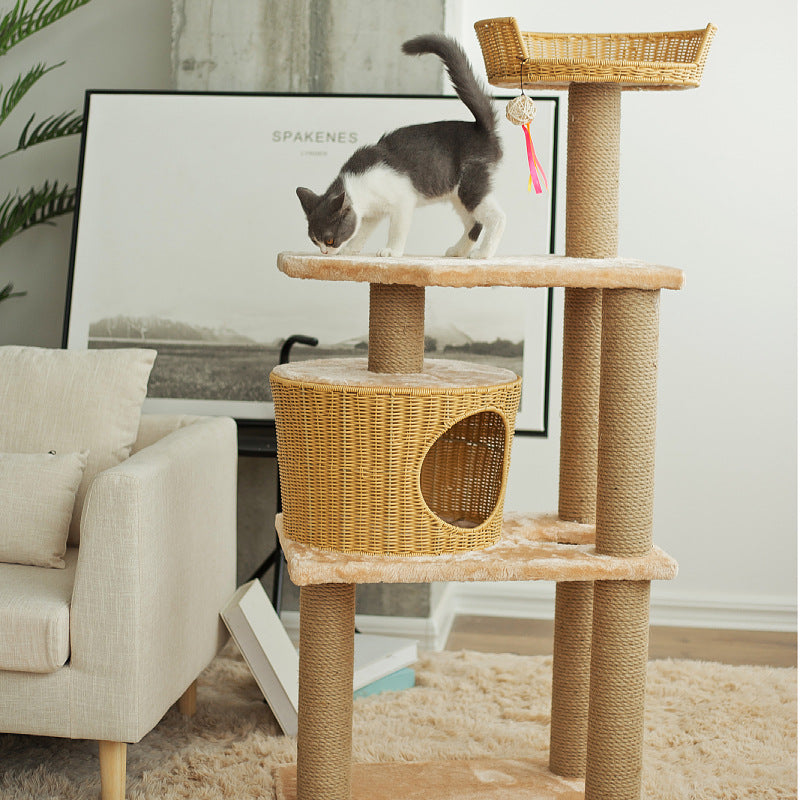 Cat furniture tree with natural rattan elements Kalsten