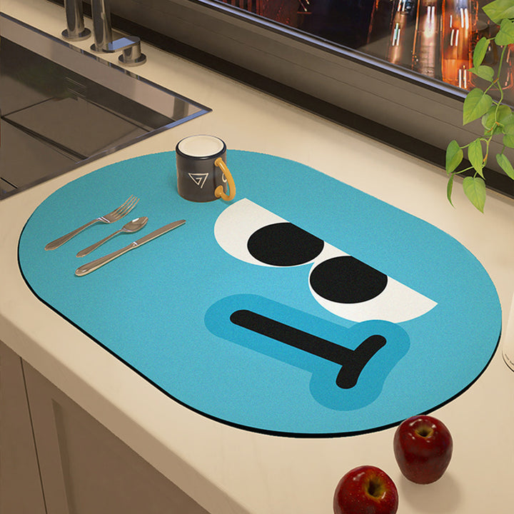 Playful Cartoon-Theme Kitchen Mat