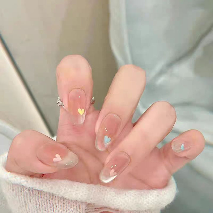 Artistic Press-On Nail Set with Floral and Heart Designs Kalsten