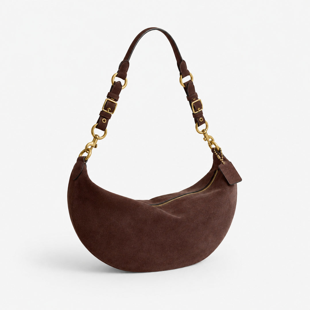 Soft Suede Curved Handbag