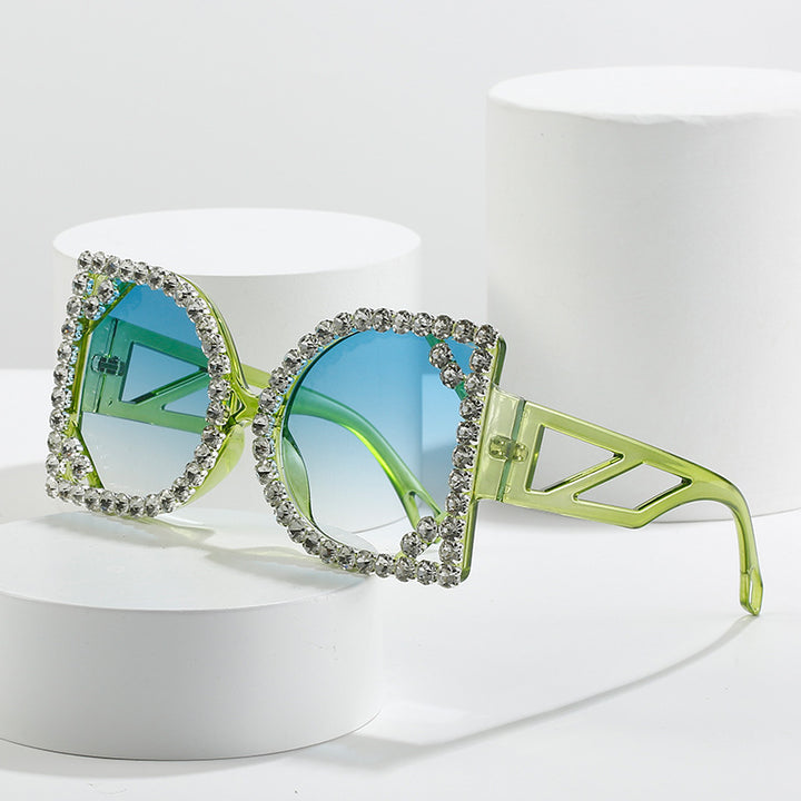 Statement Rhinestone-Embellished Hexagonal Sunglasses Kalsten