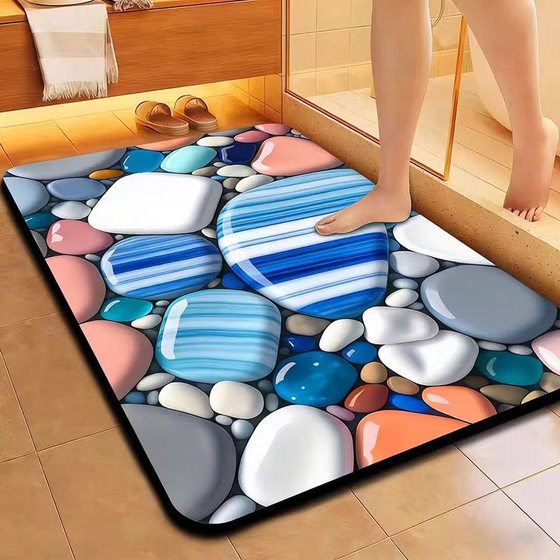 Floral-Themed Microfiber Bath Mat