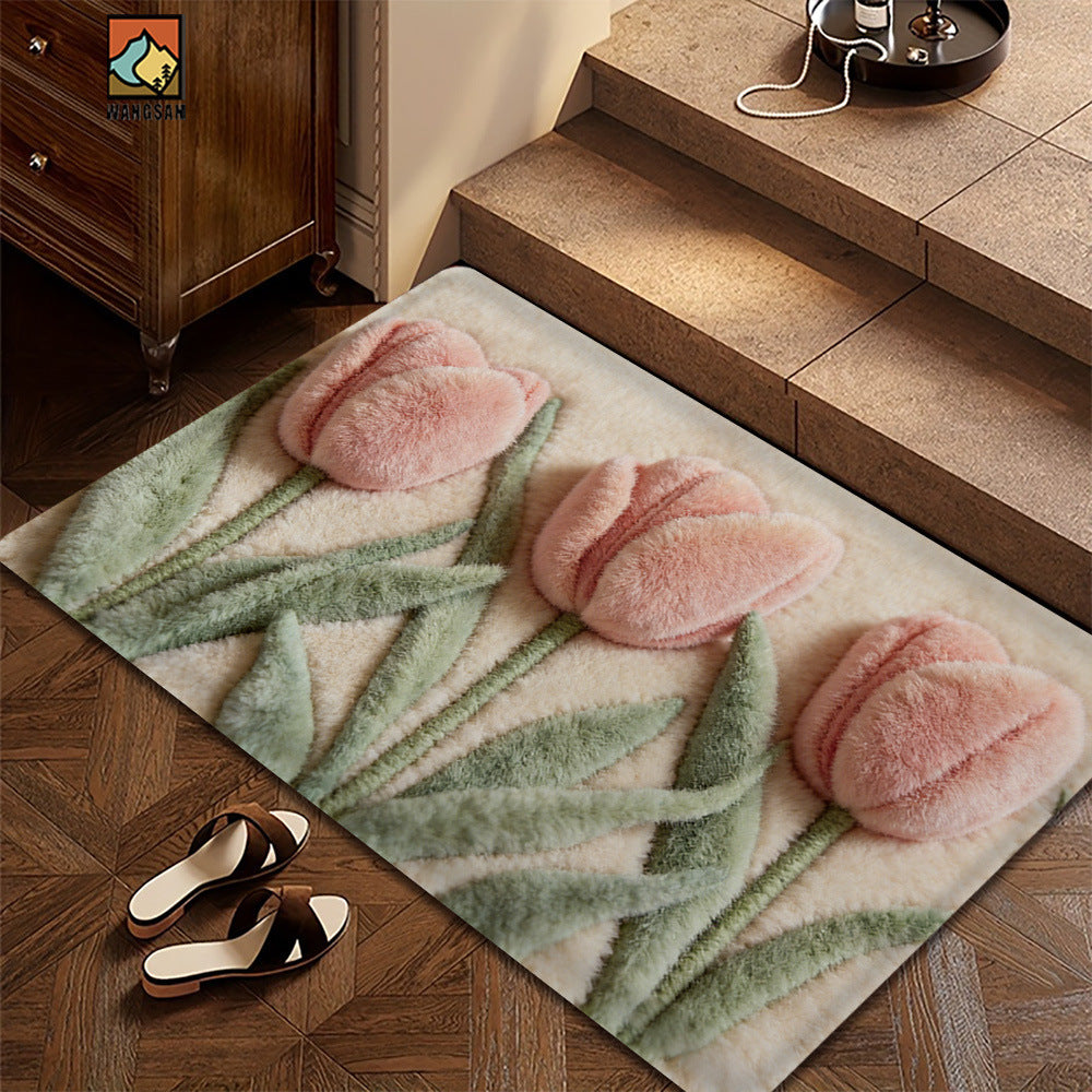 Plush Floral Bath Mat