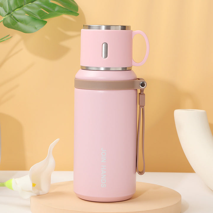 Women's insulated stainless steel drinking bottle with foldable cup Kalsten