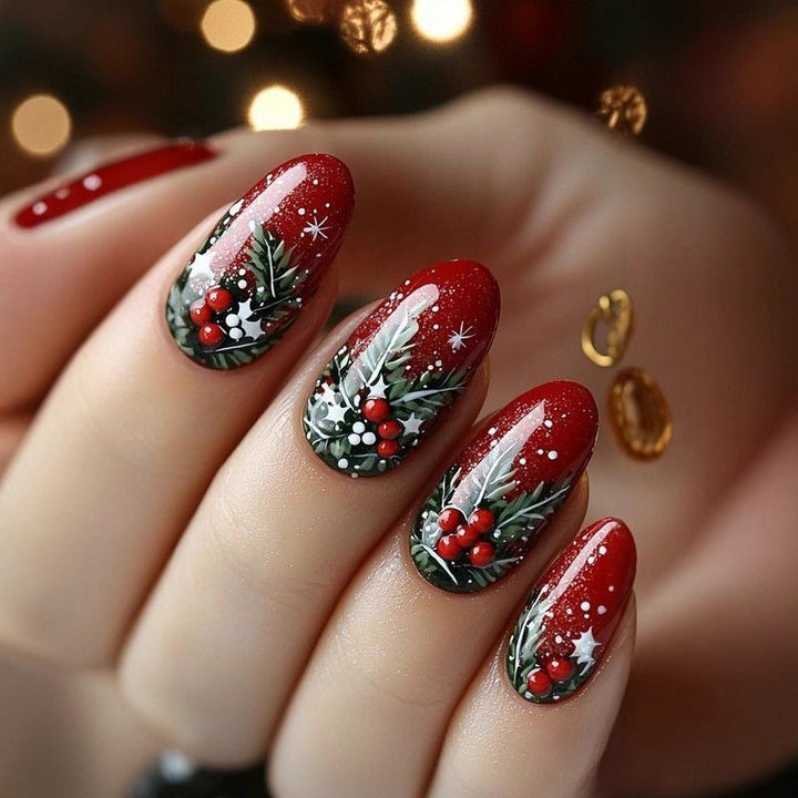 Festive artificial nails in Christmas design Kalsten