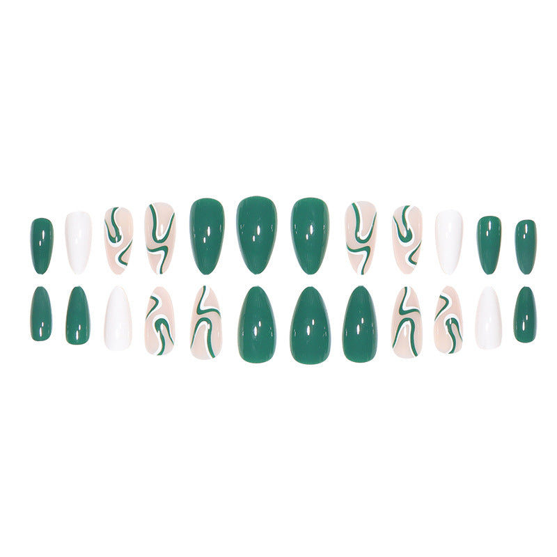 Artistic Stiletto Press-On Nails with Swirl Design Kalsten