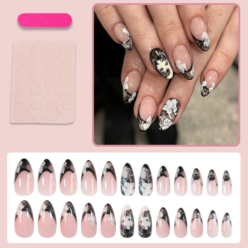 Artificial nail set with elegant tips and floral decorations Kalsten
