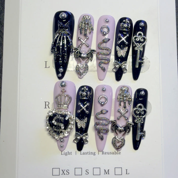 Gothic-Themed Decorative Press-On Nails