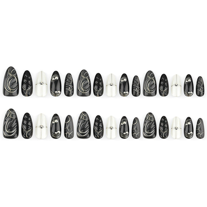 Acrylic Nail Set with Modern Design and Delicate Accents Kalsten