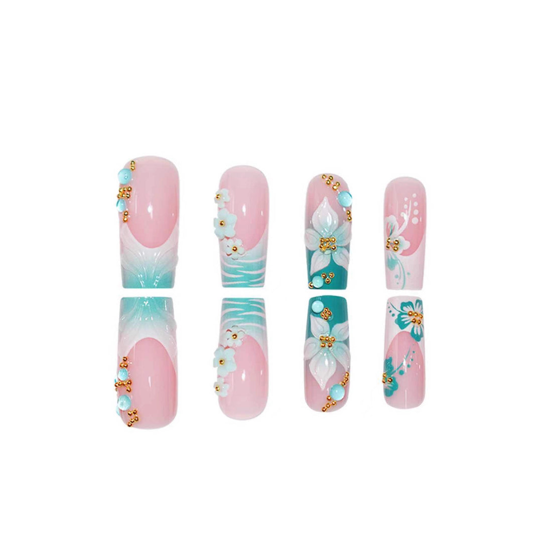 Detailed Floral Acrylic Nail Enhancements Kalsten