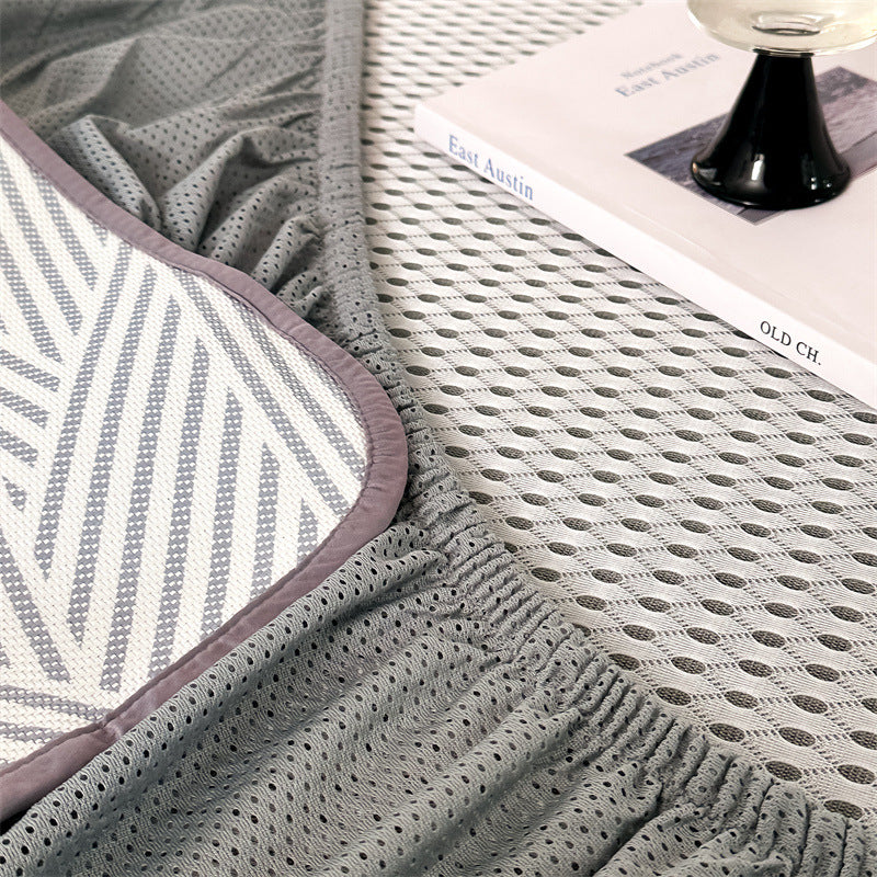 Comfort Topper Mattress Protector with Elastic Straps and Geometric Quilted Pattern