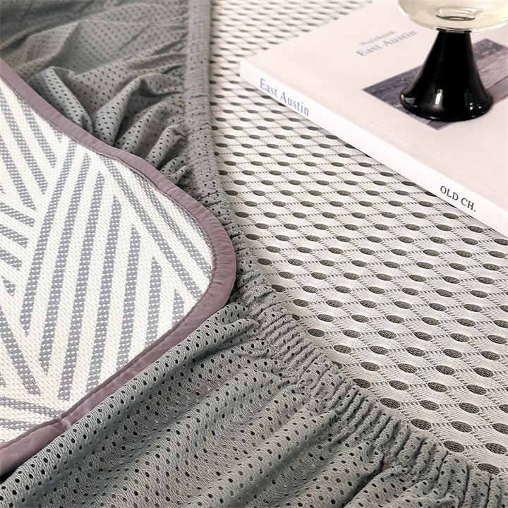 Comfort Topper Mattress Protector with Elastic Straps and Geometric Quilted Pattern