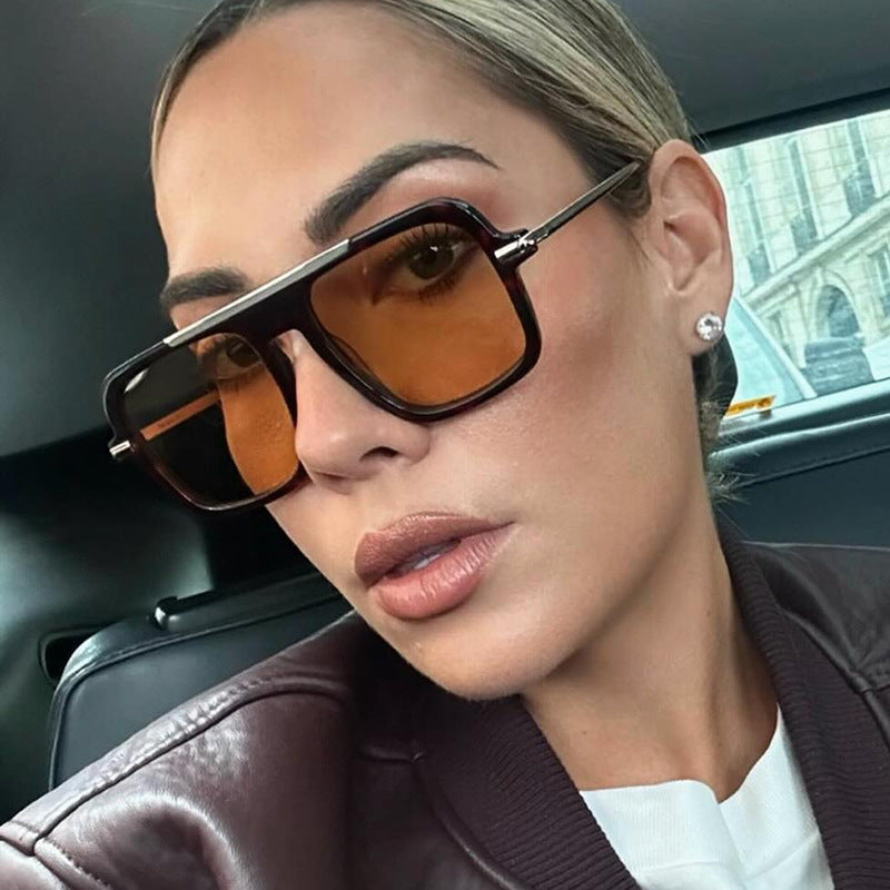 Women's square designer sunglasses with gold accents and protective UV filter Kalsten