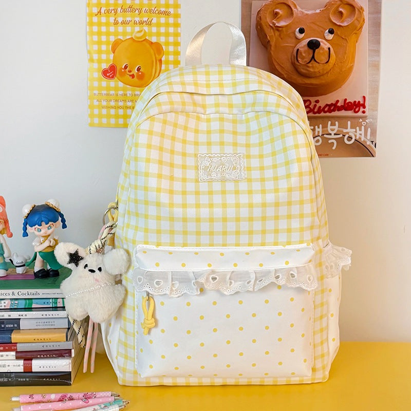 Stylish Gingham Print Casual Backpack Kalsten