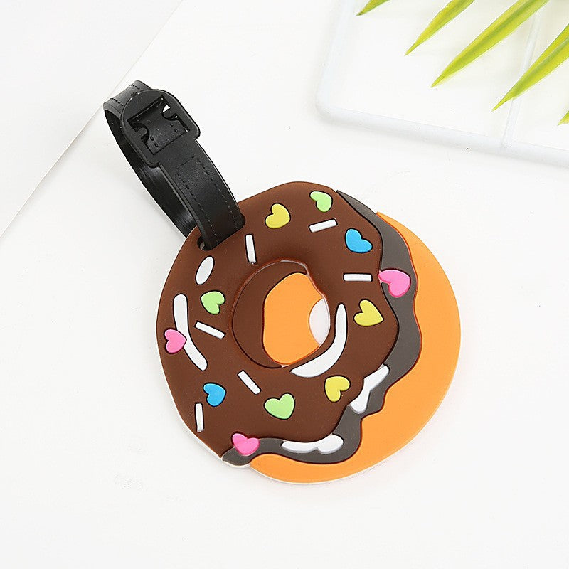 silicone novelty donut luggage tag with adjustable buckle strap and embossed sprinkle design Kalsten