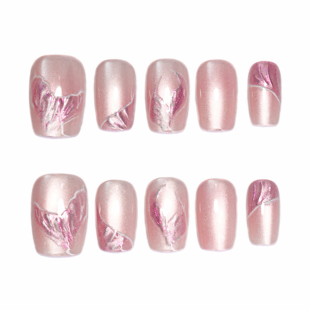 Artistic Artificial Nails with Elegant Floral Pattern Kalsten