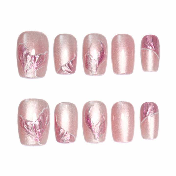 Artistic Artificial Nails with Elegant Floral Pattern Kalsten