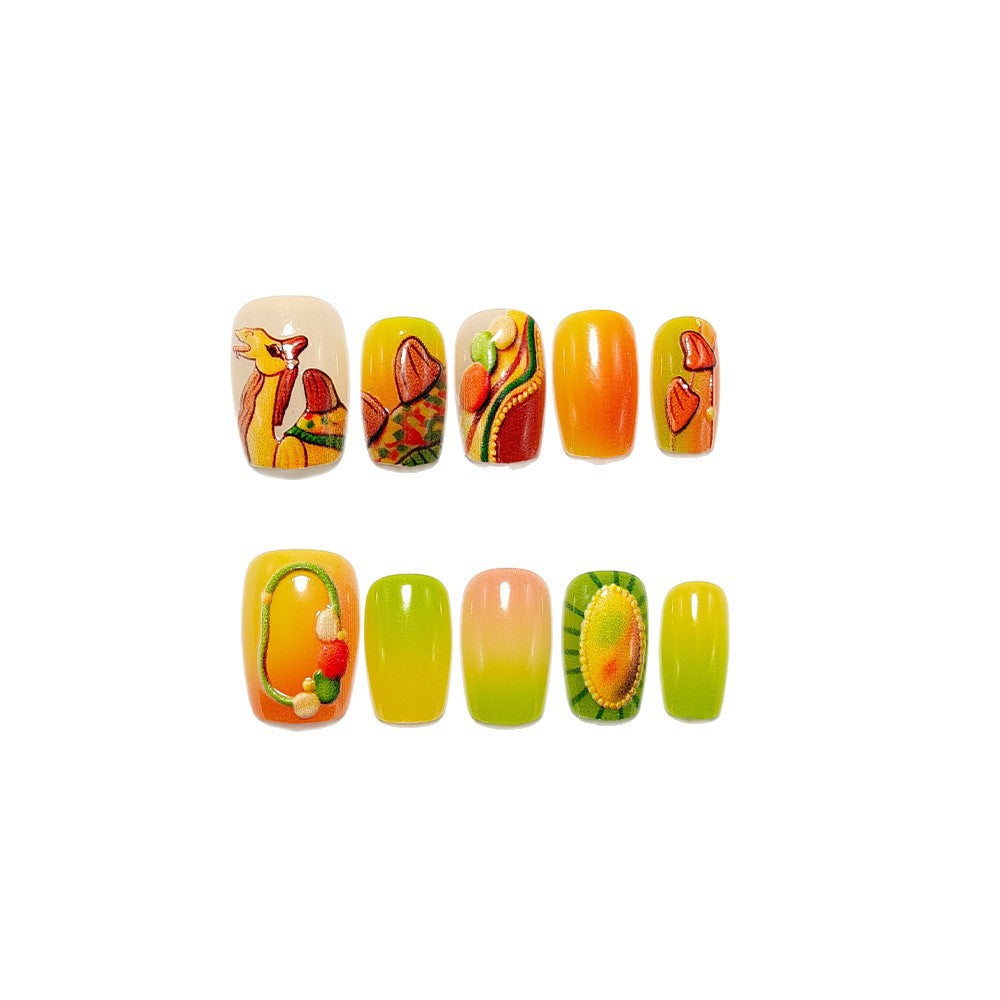 Artificial Nails in Fruity Autumn Design Kalsten
