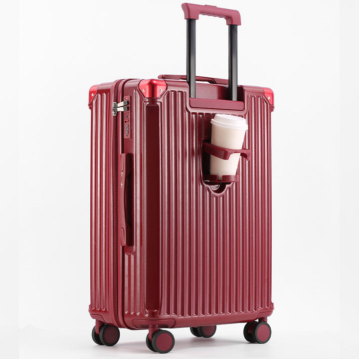 Unisex Travel-Friendly Hard Shell Suitcase with Integrated Beverage Holder Kalsten