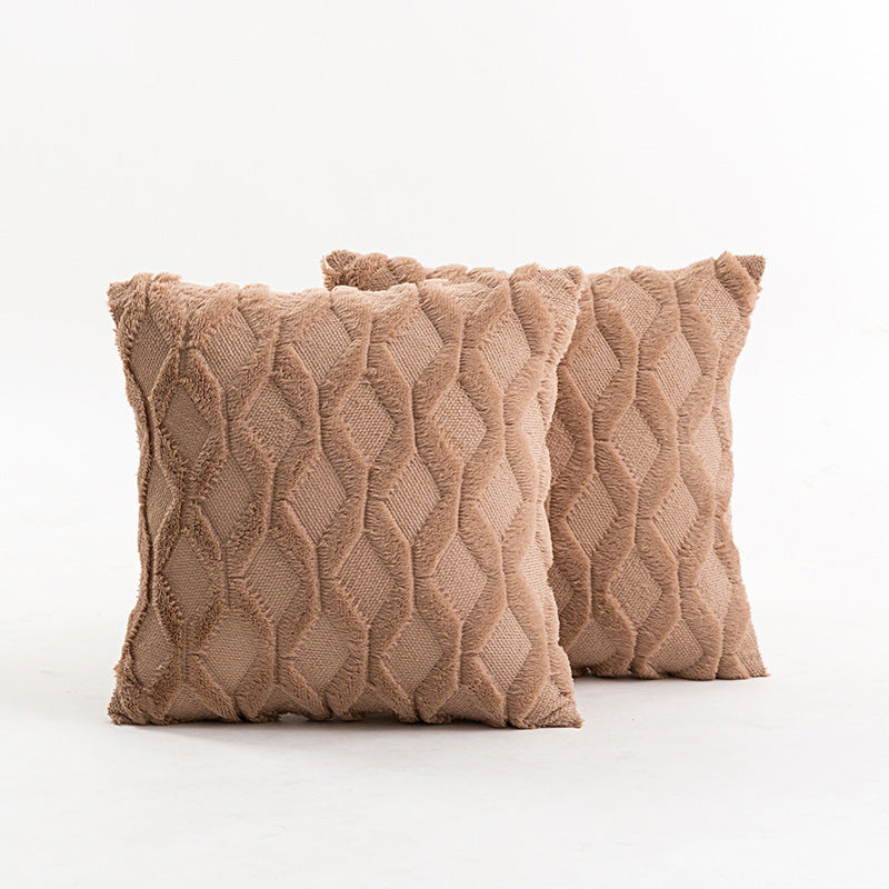 Textured Knit Diamond Tufted Square Throw Pillow Cover with Frayed Edge