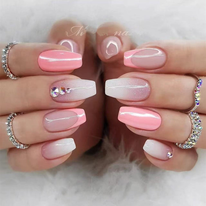 Elegant artificial nails with glitter accents and gradient Kalsten
