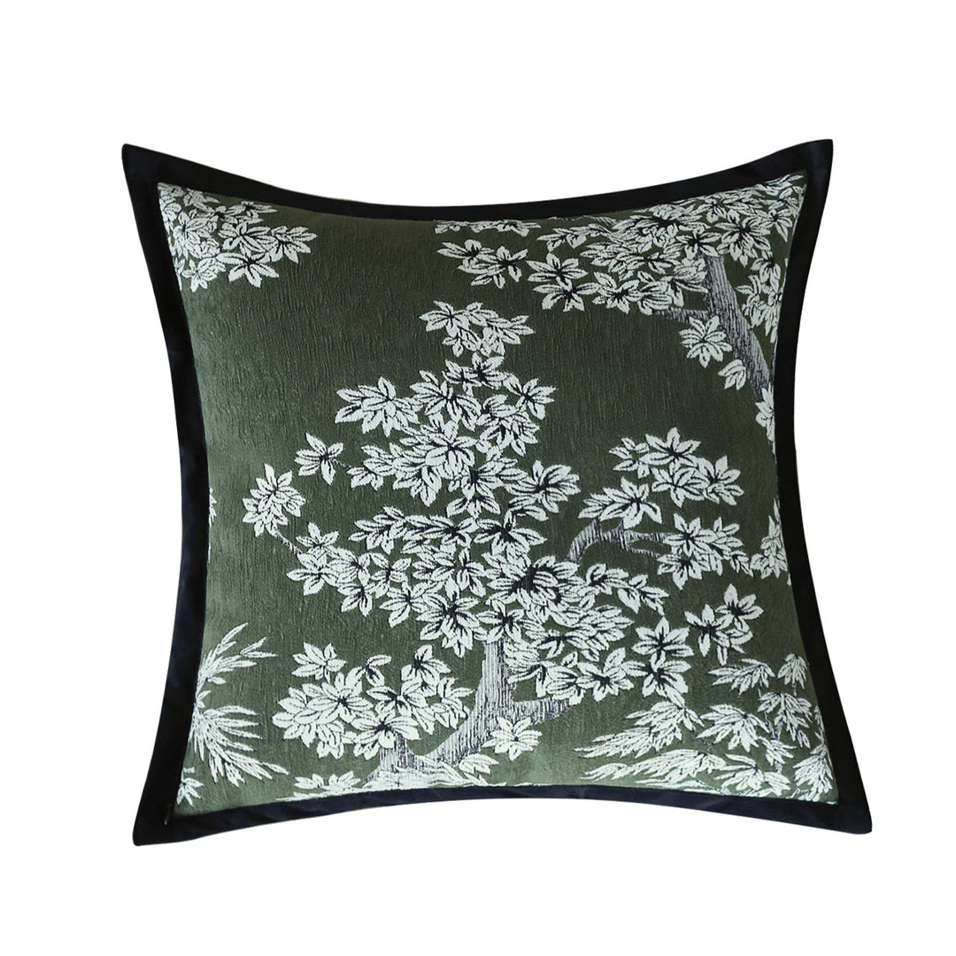 Square decorative cushion cover with hand-tufted loop appliqués made from cotton-linen mix Kalsten