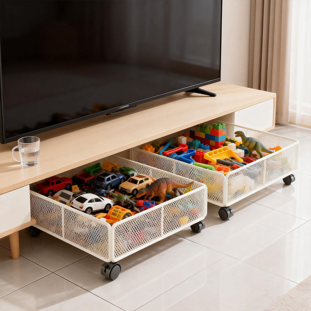Low-Profile Underbed Metal Mesh Storage Basket