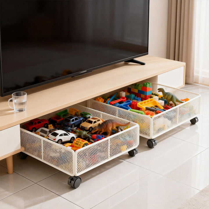 Low-Profile Underbed Metal Mesh Storage Basket