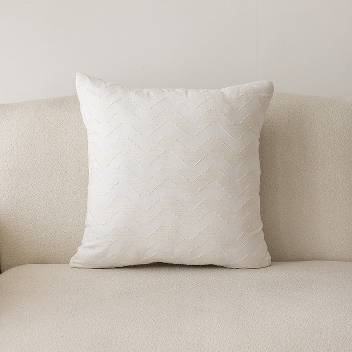 Decorative Chevron Textured Square Throw Pillow Cover with Woven Zigzag Embroidery