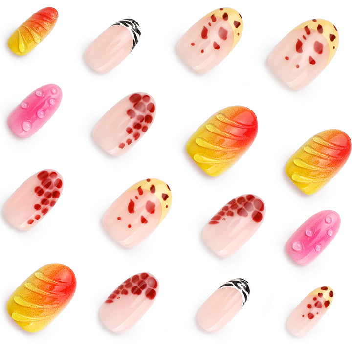 Creative artificial nails with floral design and glitter accents Kalsten