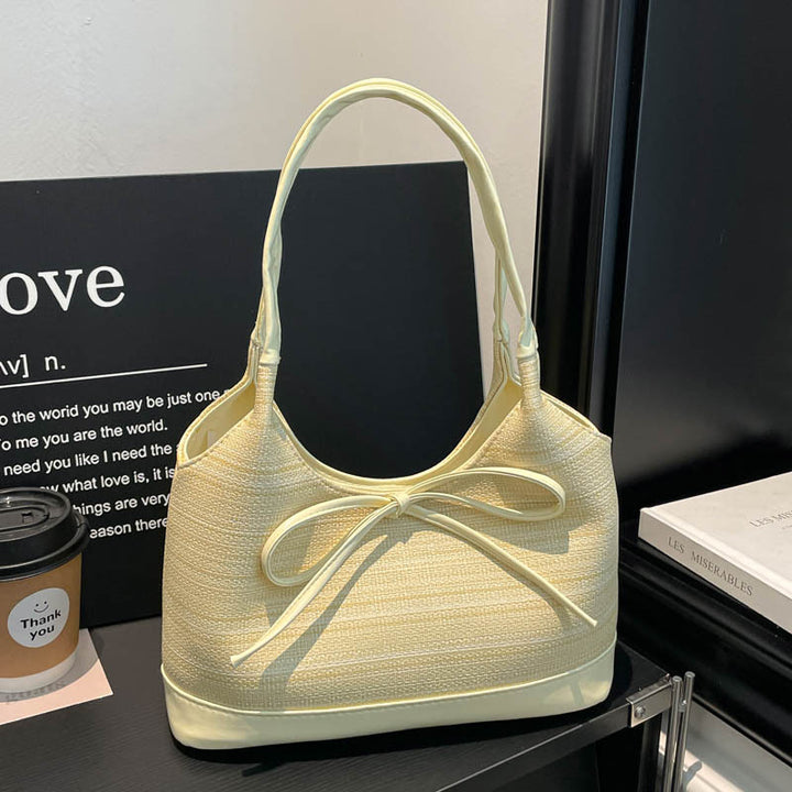 Elegant Bow-Accent Handheld Shoulder Bag