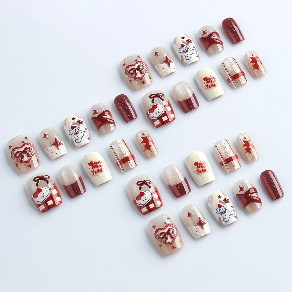 Festive Winter-Themed Press-On Nails Kalsten