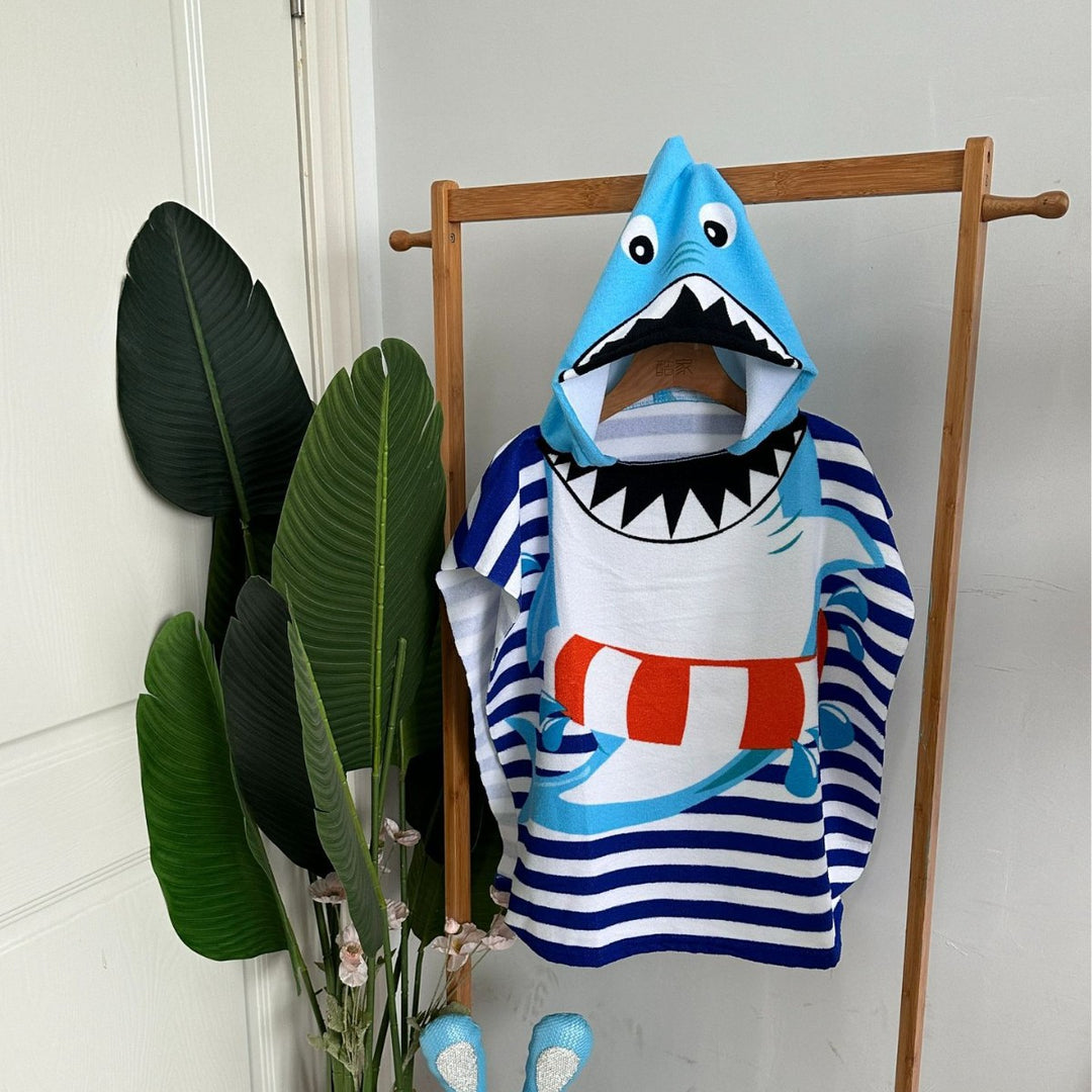 Kids' Shark-Themed Hooded Towel Poncho Kalsten