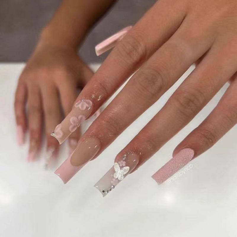 Artistic Press-On Nail Set with Animal Print