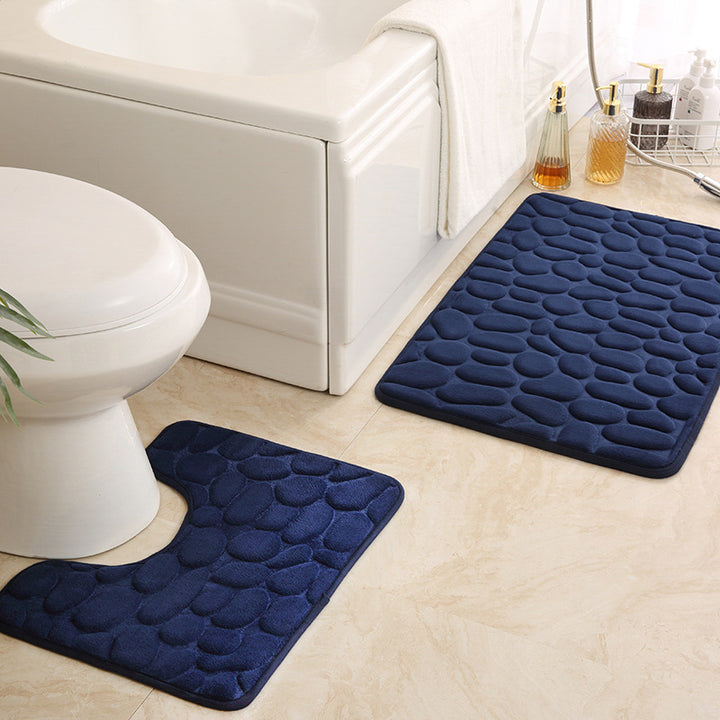 Textured Stone Pattern Bath Mat Set Kalsten