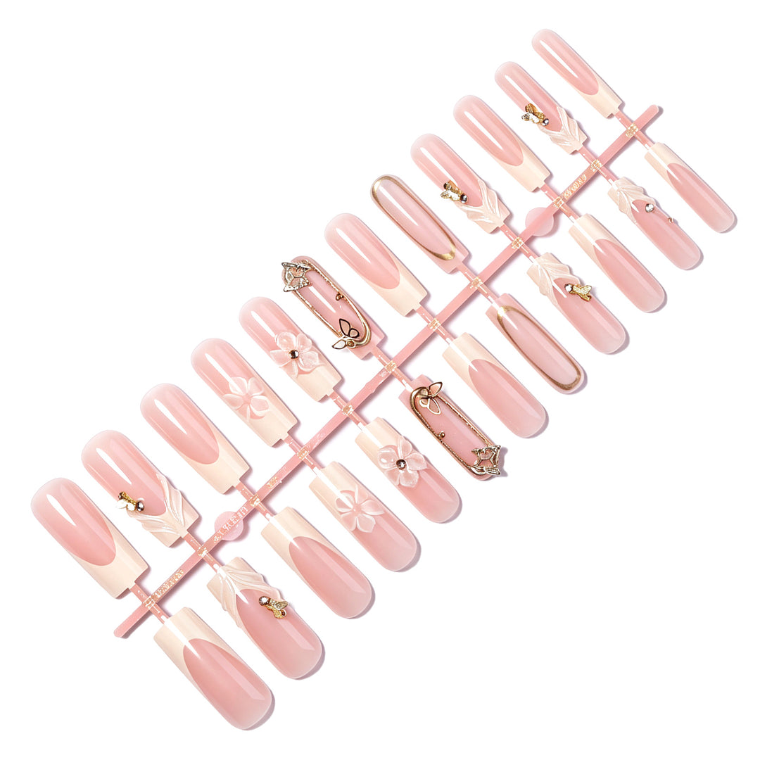 Elegant 3D Floral Press-On Nail Set kalsten