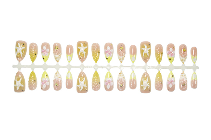 Artificial nail set with maritime shell and flower motifs Kalsten