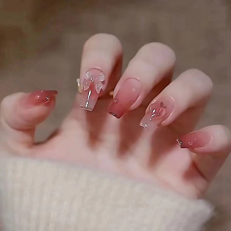 Elegant Long Press-On Nails with Floral Accents Kalsten