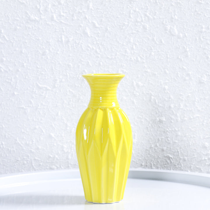 Modern Ribbed Ceramic Flower Vase Kalsten