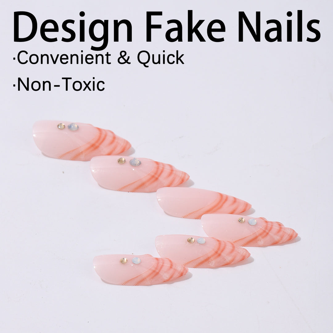 Acrylic nail set with curved tip style and glitter accents Kalsten