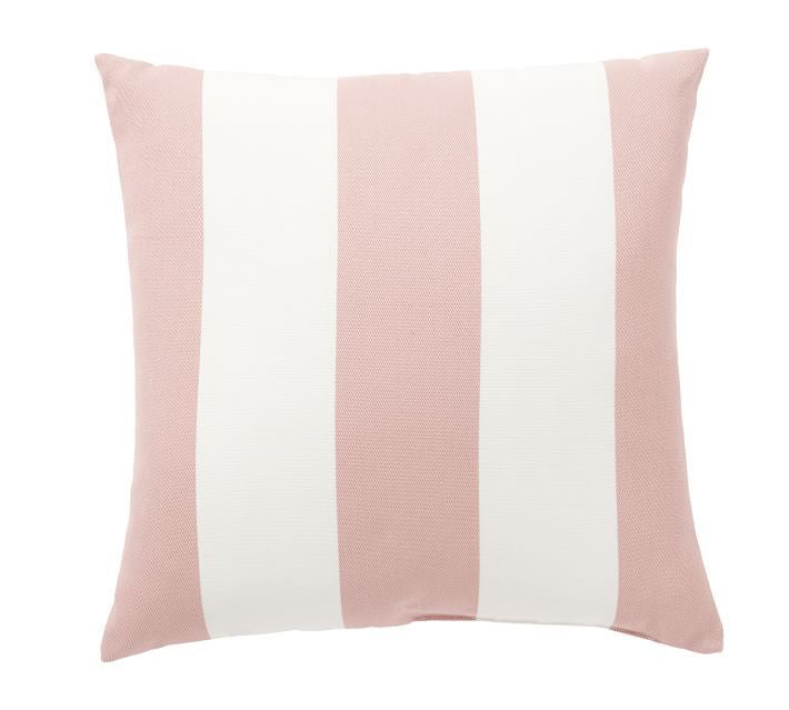 Square striped outdoor cushion cover made of weather-resistant polyester with concealed zipper Kalsten