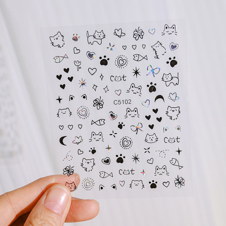 Cat-Themed Nail Art Stickers