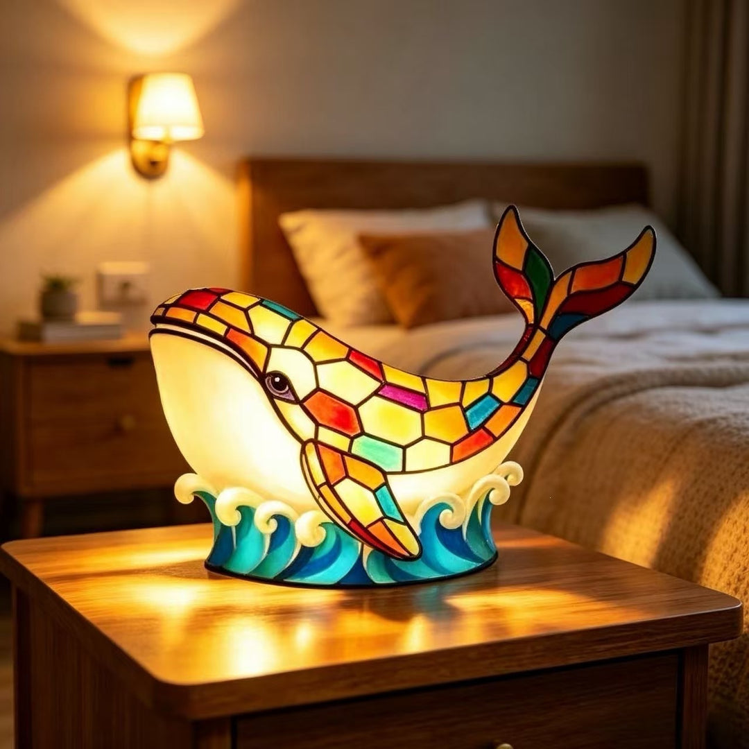 Stained Glass Dolphin Night Light Lamp Kalsten